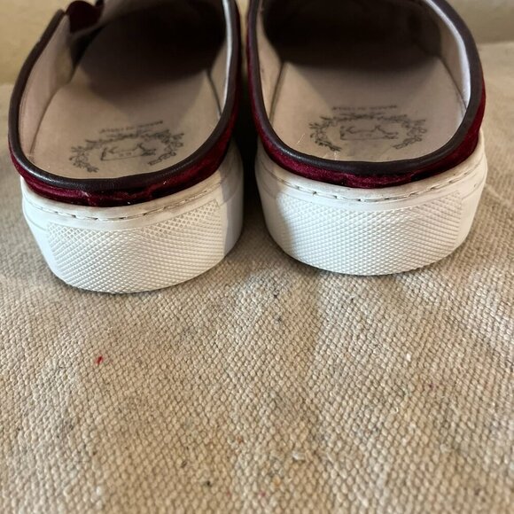 Del Toro Men's Red Velvet Embroidered Bull Slip-On Made In Italy Shoes Sz 10 - Picture 5 of 11